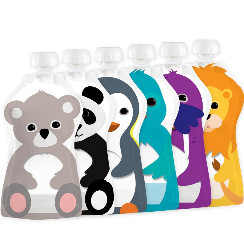 Squooshi Reusable Baby Food Pouches for Toddlers | BPA Free Plastic, Food Safe, Freezer Safe | Refillable for Applesauce Yogurt & Puree Squeeze Pouch | 6 Pack | 3.4 oz - Image 1